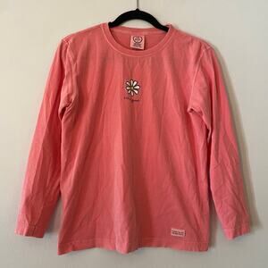 Life Is Good Pink Daisy Long Sleeve Shirt Cotton Gorpcore Women's size Small